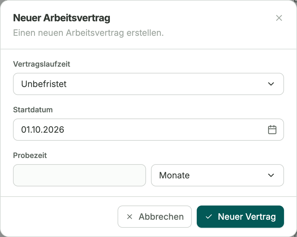 Vertrag hinzufügen