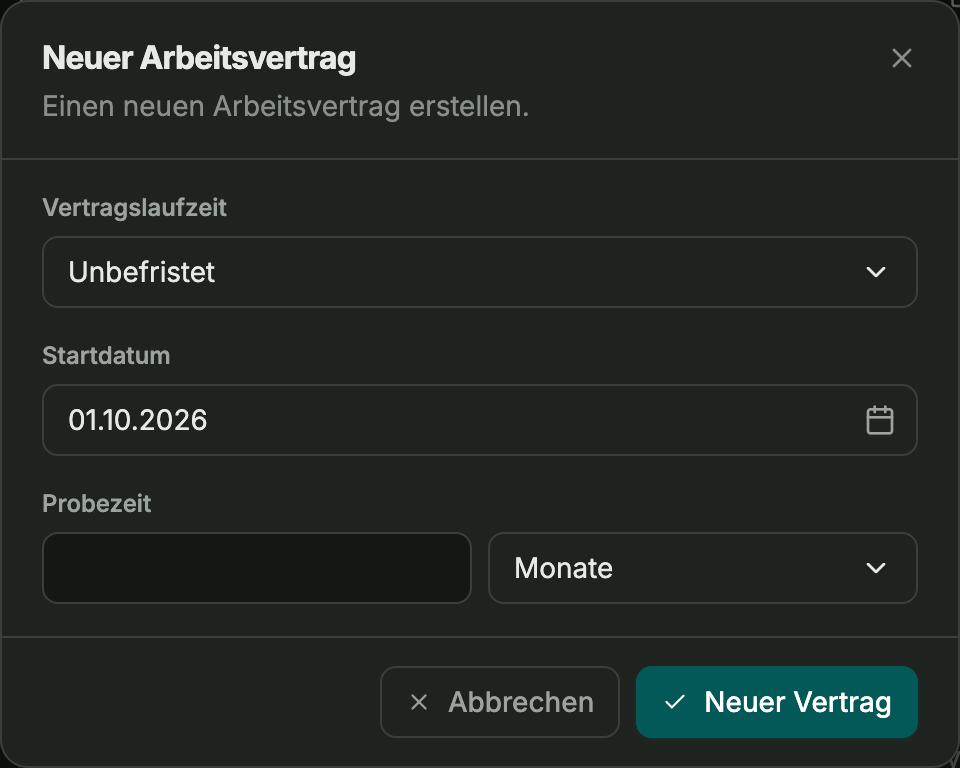 Vertrag hinzufügen